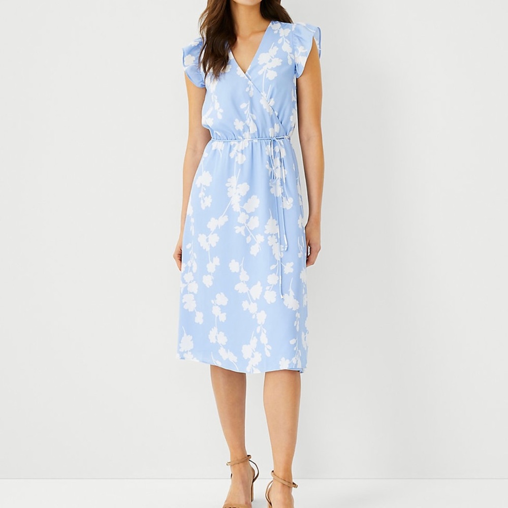 Floral flutter sleeve j crew dress